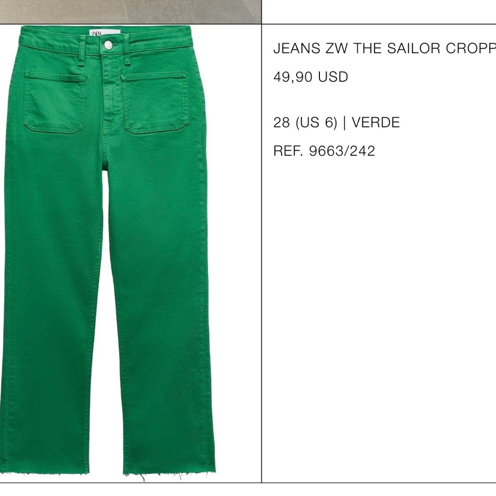 Green jeans Zw the sailor  cropped flared